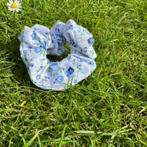 Light Blue Floral Scrunchie